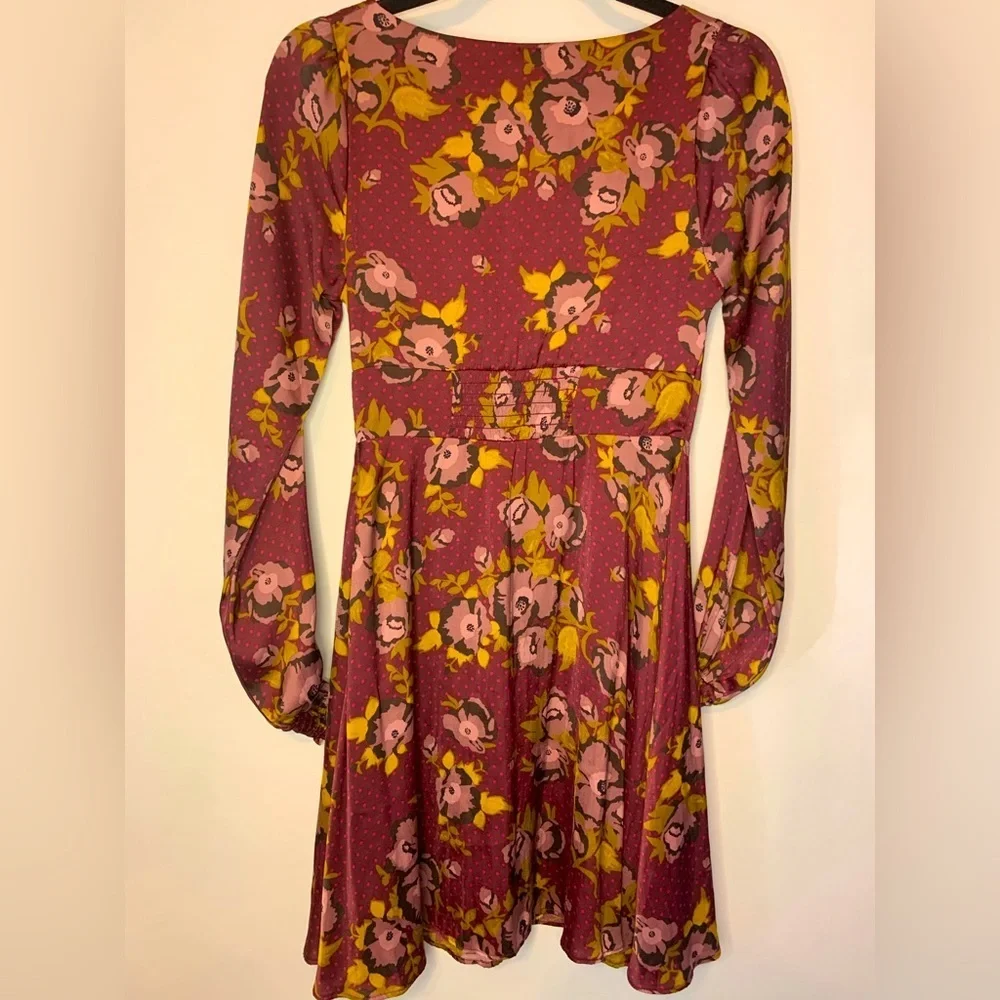 Free People Women’s Morning Light Floral Print Ruched Dress Size 2! - Picture 6 of 13